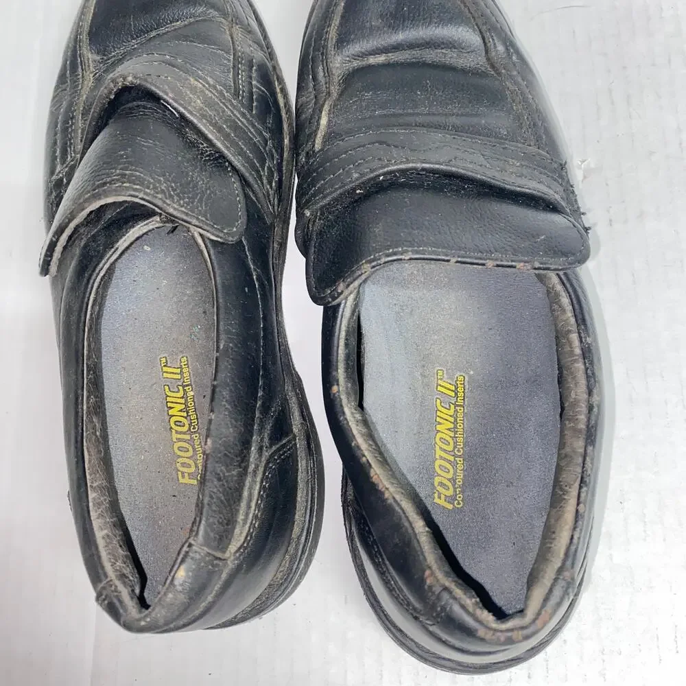 Footonic II Black Leather Slip-On Loafer Shoes Men's Size 8 Vintage